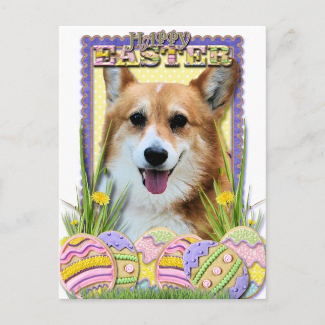 Easter Egg Cookies - Corgi Holiday Postcard (Front)