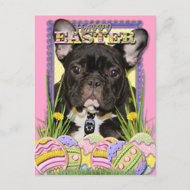Easter Egg Cookies - French Bulldog Holiday Postcard (Front)