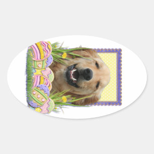 Easter Egg Cookies - Golden Retriever Oval Sticker