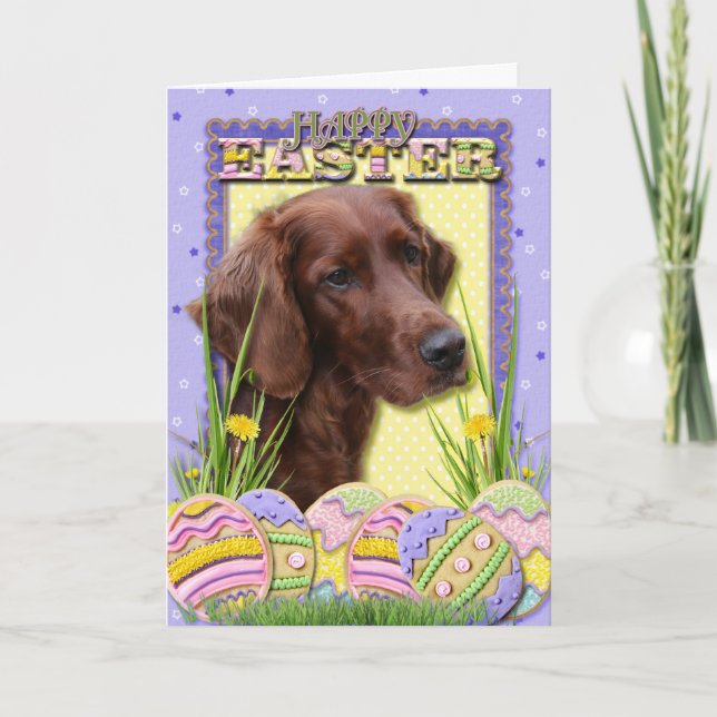 Easter Egg Cookies - Irish Setter Holiday Card (Front)