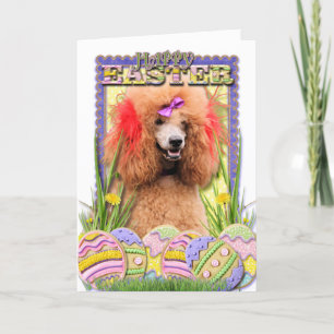 Easter Egg Cookies - Poodle - Red Holiday Card