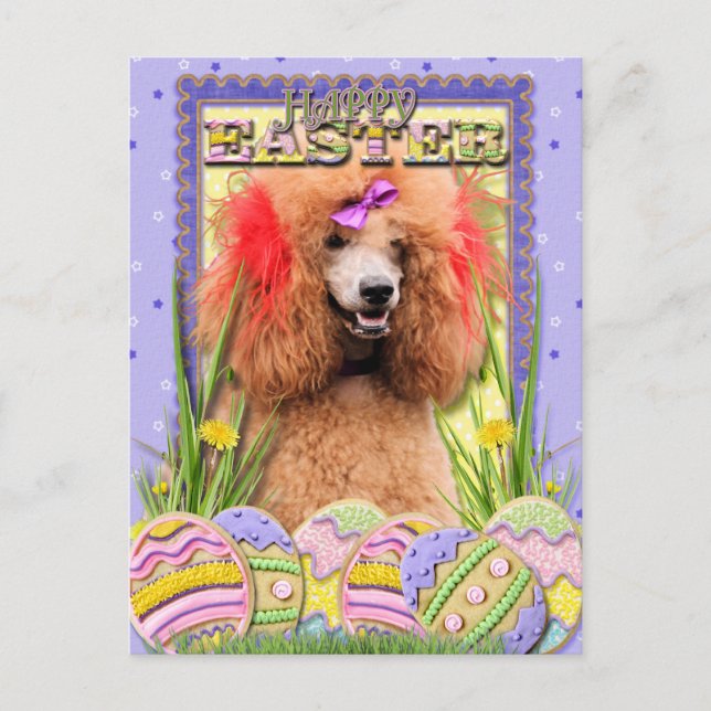 Easter Egg Cookies - Poodle - Red Holiday Postcard (Front)