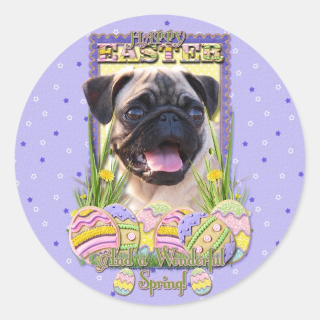 Easter Egg Cookies - Pug Classic Round Sticker (Front)