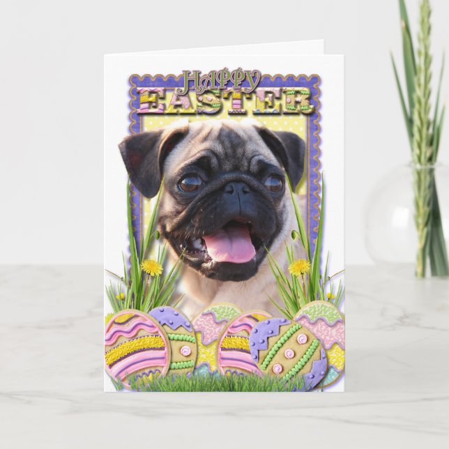 Easter Egg Cookies - Pug Holiday Card (Front)