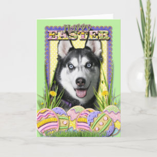 Easter Egg Cookies - Siberian Husky Holiday Card