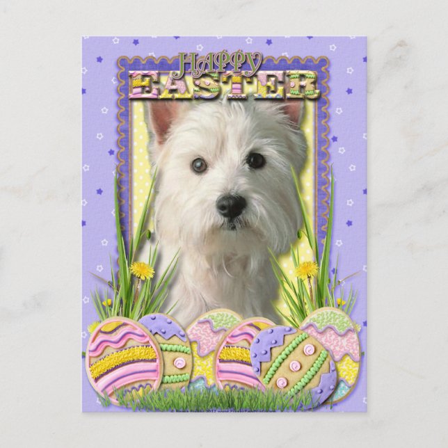 Easter Egg Cookies - West Highland Terrier Holiday Postcard (Front)