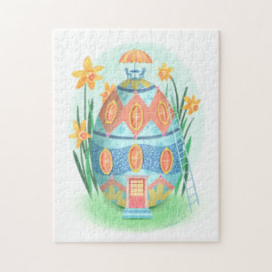 Easter Egg Cottage and Daffodils Jigsaw Puzzle
