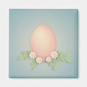 Easter egg, daisies and grass pastel magnet
