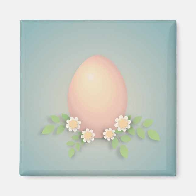 Easter egg, daisies and grass pastel magnet (Front)