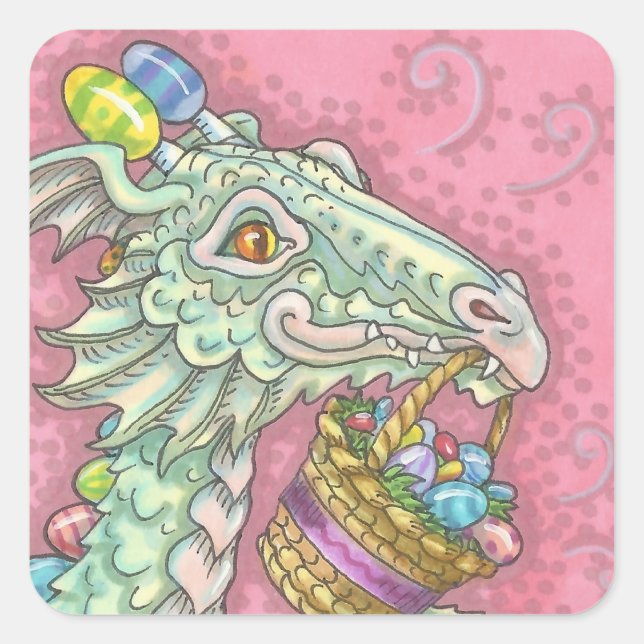 EASTER EGG DRAGON FANTASY STICKERS Sheet Square (Front)