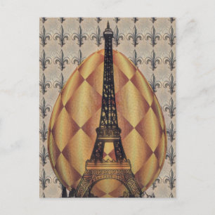 Easter Egg Eiffel Tower, Paris Fleur-de-lis Holiday Postcard