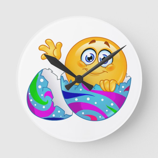 Easter egg Emoji Round Clock (Front)