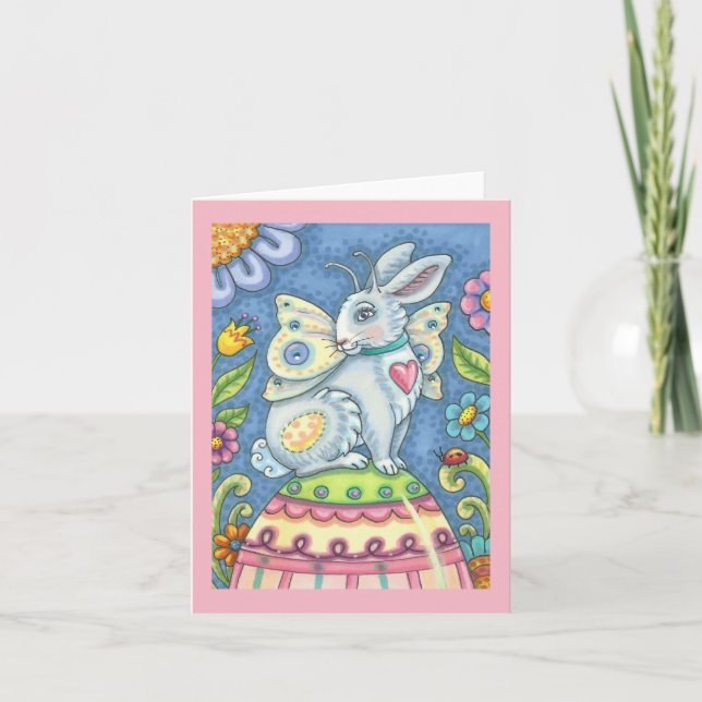 EASTER EGG FAIRY, RABBIT NOTE CARD Blank (Front)