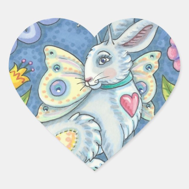 EASTER EGG FAIRY, RABBIT STICKERS Heart, Sheet (Front)