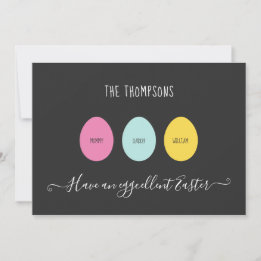Easter Egg Family of 3 Eggcellent Holiday Card