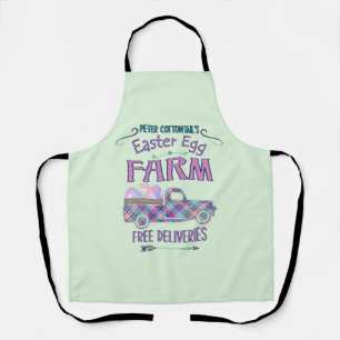 Easter Egg Farm Antique Truck Plaid Sign Apron