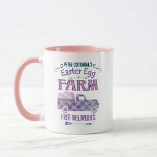 Easter Egg Farm Antique Truck Plaid Sign Mug
