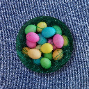 Easter Egg Faux Grass Nest Vintage Photo 3 Cm Round Badge