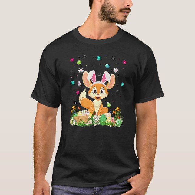 Easter Egg Fennec Fox Easter Sunday T-Shirt (Front)