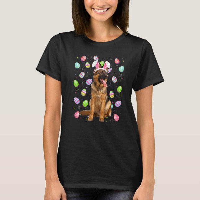 Easter Egg  Funny German Shepherd Dog Easter Sunda T-Shirt (Front)