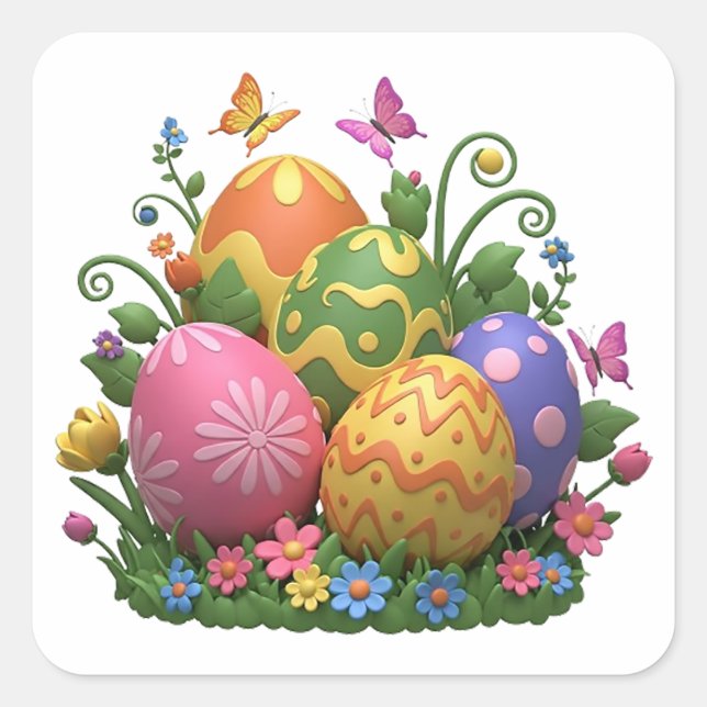 EASTER EGG GARDEN SQUARE STICKER (Front)