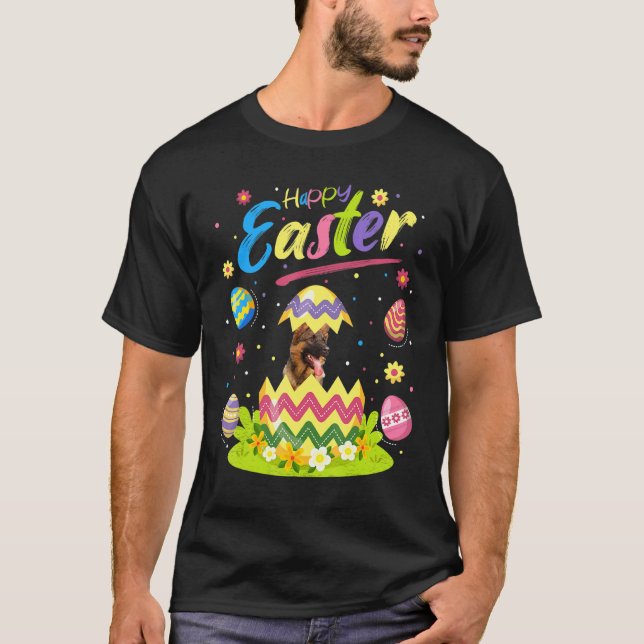 Easter Egg German Shepherd Dog Happy Easter T-Shirt (Front)