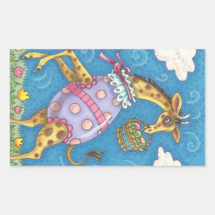 EASTER EGG GIRAFFE & TULIPS, SPRING STICKERS Cute