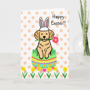 Easter Egg Gloden Retriever Cartoon Holiday Card