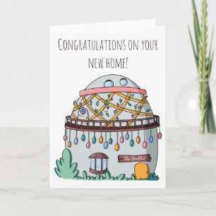 Easter Egg House Personalised New Home Greeting Card
