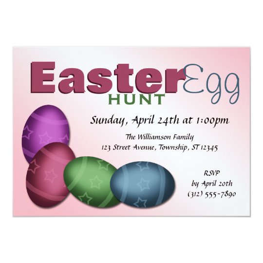 Easter Egg Hunt ~ 4 Egg Easter Invitations