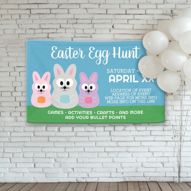 Easter Egg Hunt Advertisement - Cute Bunny Rabbits Banner (Custom Easter Egg Hunt Banner)