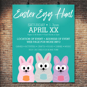 Easter Egg Hunt Advertisement - Cute Bunny Rabbits Poster