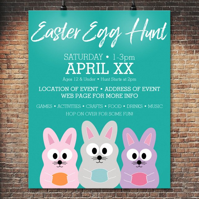 Easter Egg Hunt Advertisement - Cute Bunny Rabbits Poster (Custom Poster)