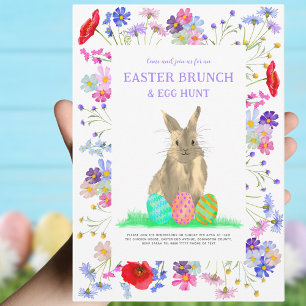 Easter Egg Hunt and Brunch Bunny Floral Invitation