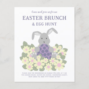 Easter Egg Hunt and Brunch Cute Bunny Floral Flyer