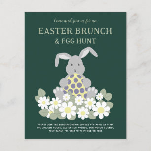 Easter Egg Hunt and Brunch Cute Bunny Floral Flyer