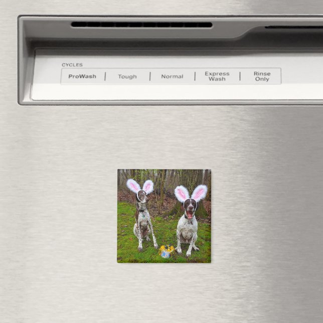 Easter Egg Hunt and Party Dogs Square Magnet (In Situ (Dishwasher))
