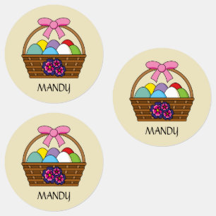 Easter Egg Hunt Basket w Pastel Eggs Personalise