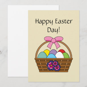 Easter Egg Hunt Basket w Pastel Eggs Personalise Holiday Card