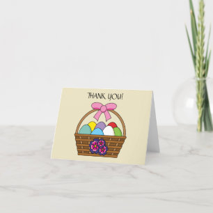 Easter Egg Hunt Basket w Pastel Eggs Personalise Thank You Card