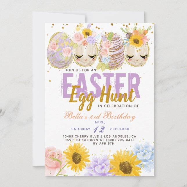 Easter Egg Hunt Birthday Invitation (Front)