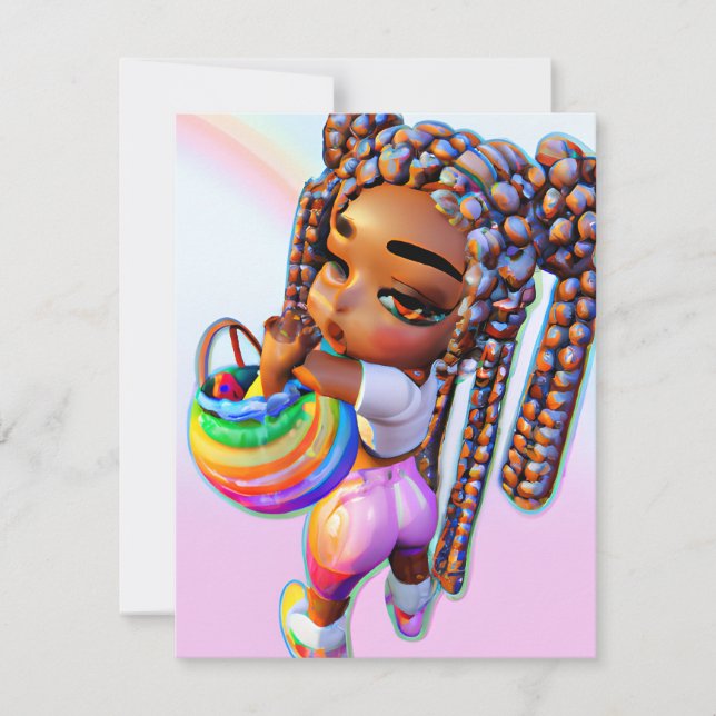 Easter Egg Hunt Black Girl Magic Melanin Girls Card (Front)