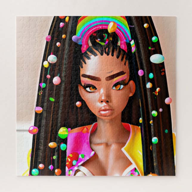 Easter Egg Hunt Black Girl Magic Melanin Girls Jigsaw Puzzle (Vertical)