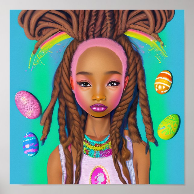 Easter Egg Hunt Black Girl Magic Melanin Girls Poster (Front)