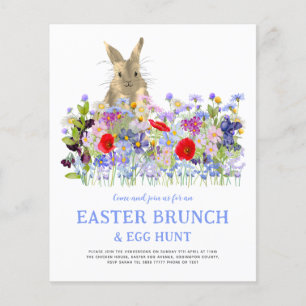 Easter Egg Hunt Brunch Cute Bunny Floral Budget Flyer