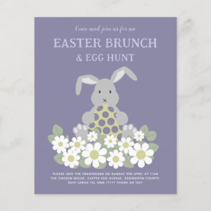 Easter Egg Hunt Brunch Cute Bunny Floral Budget Flyer