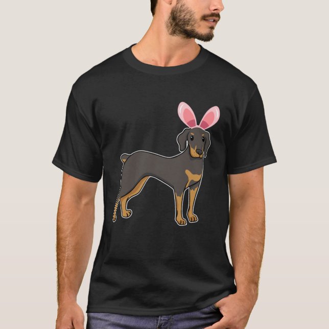 Easter Egg Hunt Bunny Ear Doberman Easter Day 2023 T-Shirt (Front)