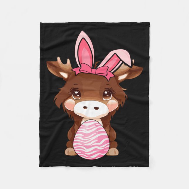 Easter Egg Hunt Bunny Ear Illustration Fleece Blanket (Front)