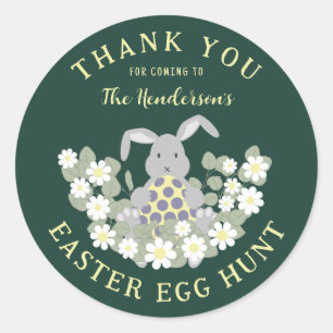 Easter Egg Hunt Bunny Floral  Classic Round Sticker
