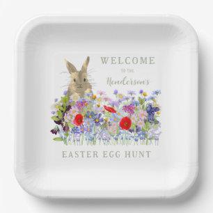 Easter Egg Hunt Bunny Floral  Paper Plate